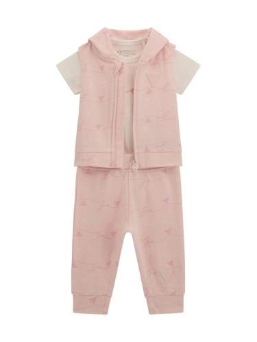 Бебешки комплект от три части с елече в розово Guess