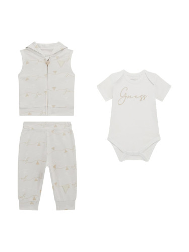 Бебешки комплект от три части с елече в бяло Guess