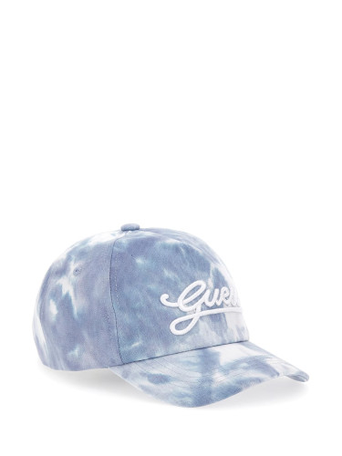 Шапка с козирка и бродирано лого в син цвят Guess