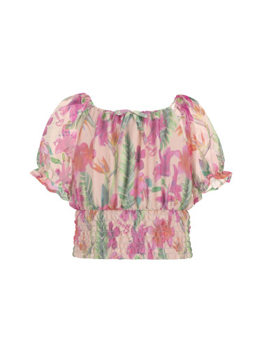 Ефирна флорална блуза с изрязано деколте Guess