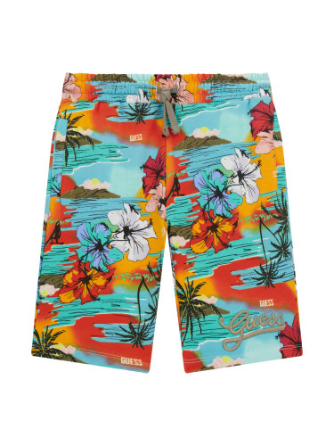 Детски къс панталон в син цвят с тропически десен Guess