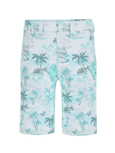 Детски ленен къс панталон в светлосин цвят с палми Guess