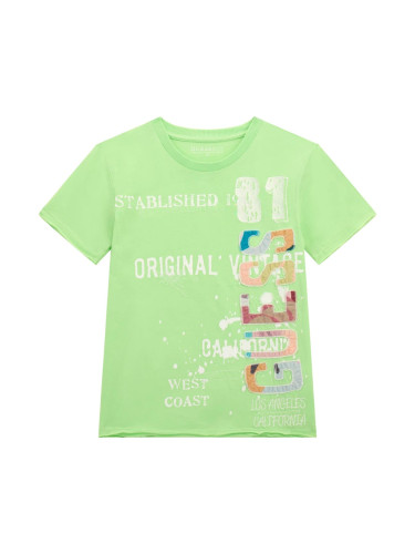 Детска тениска в зелен цвят с надпис Guess