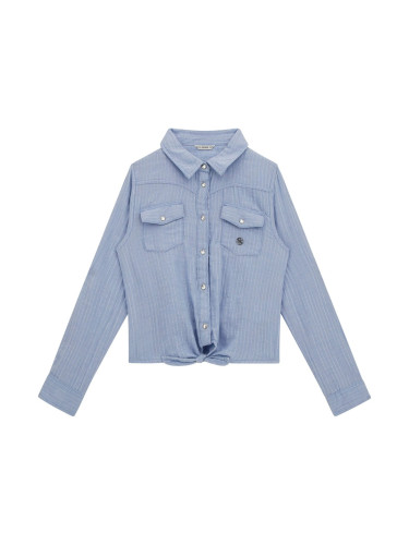 Детска риза в син цвят на райе Guess