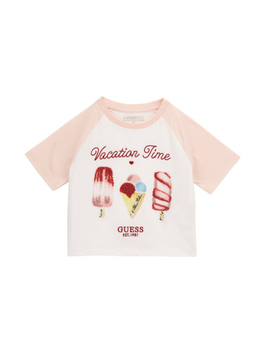 Детска блуза с ефектна щампа на сладоледи Guess