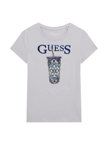 Детска блуза в светлосин цвят с надпис Guess