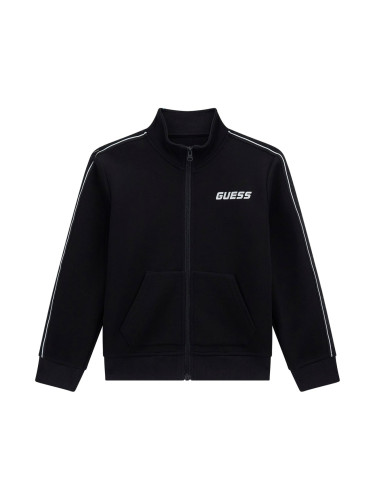 Детски суитшърт с цип в черен цвят и надпис Guess