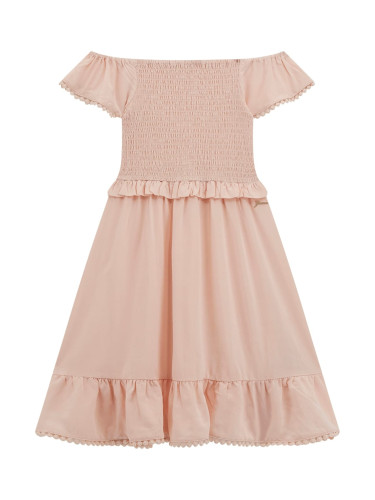 Детска рокля в цвят пудра с набор в горната част Guess