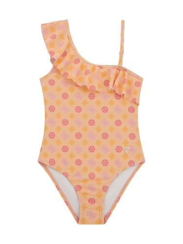 Детски цял бански в оранжев цвят с лого Guess