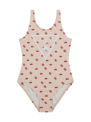 Детски цял бански в цвят пудра с черешки Guess
