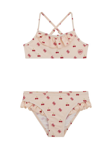 Детски бански в цвят пудра с черешки Guess