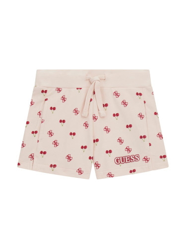 Бебешки къси панталони в цвят пудра с черешки Guess