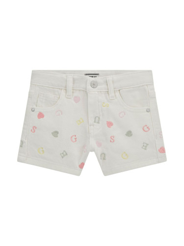 Бебешки дънкови панталони в бял цвят с бродрия Guess