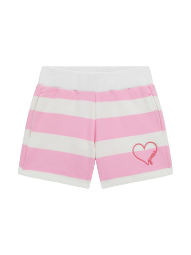 Детски къси панталони на райе в розов цвят Guess
