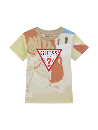 Детска тениска в бежов с лого Guess