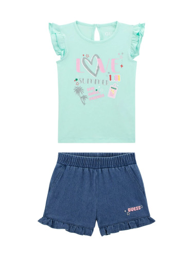 Детски комплект от две части в син цвят с щампи Guess