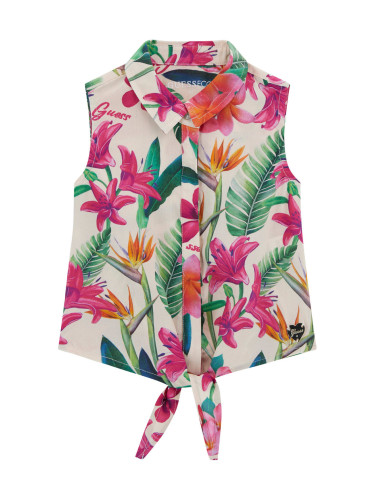 Бебешка риза в светлорозов цвят с цветя Guess