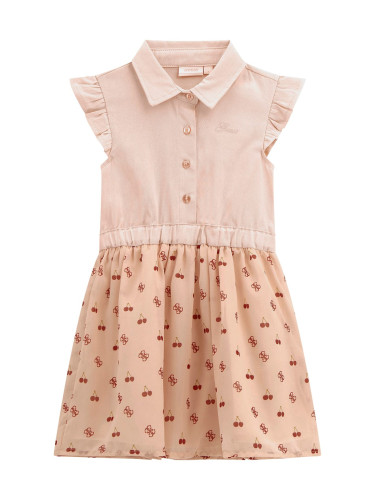 Детска рокля с яка в цвят пудра Guess