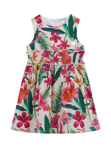 Детска рокля в светлорозов цвят с цветя Guess