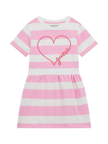 Детска рокля на розово райе Guess