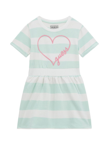 Детска рокля на райе в цвят мента Guess
