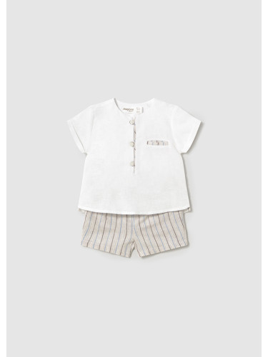 Бебешки официален комплект от лен в бежово Mayoral