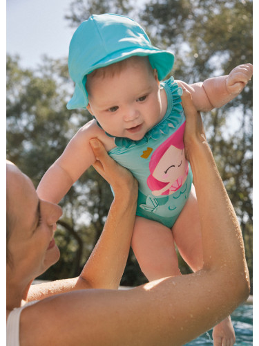 Бебешки комплект от цял бански и шапка с русалка в цвят мента Mayoral