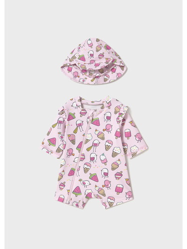 Бебешки цял бански с шапка в розово Mayoral