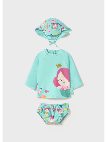 Бебешки комплект бански от три части в син цвят Mayoral