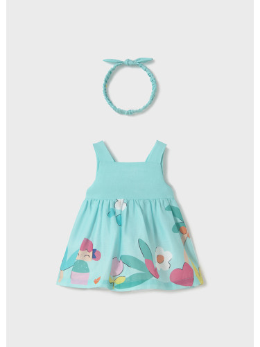 Бебешки сет рокля и диадема в син цвят Mayoral