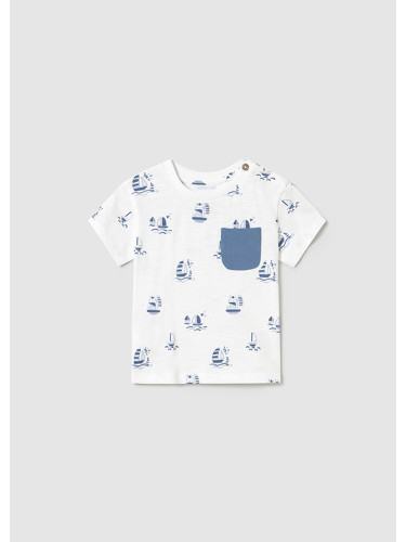 Бебешка тениска с щампи в светлосин цвят Mayoral