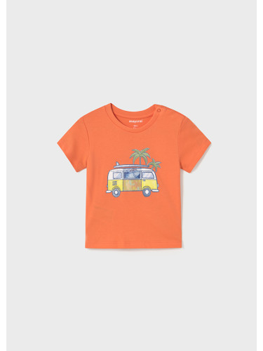 Бебешка тениска с щампа с автобус в оранжево Mayoral