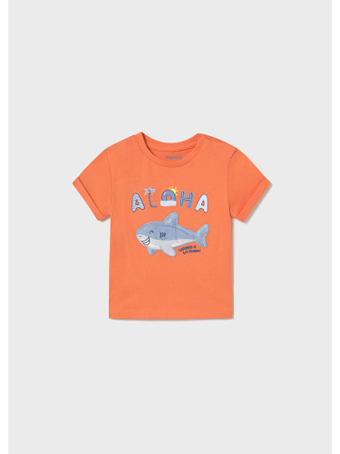 Бебешка тениска с морски апликации в цвят корал Mayoral