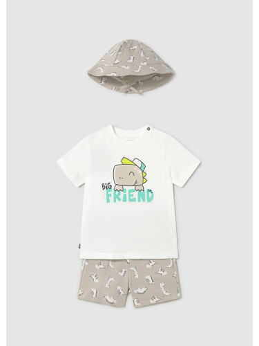 Детски комплект от три части с шапка в бежово Mayoral