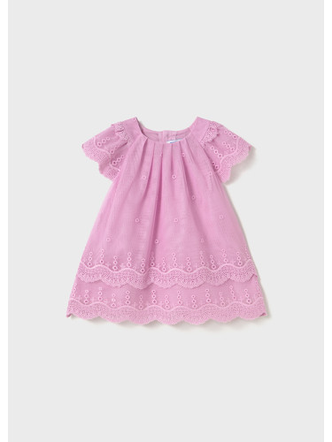 Бебешка елегантна рокля с бродерии в розов цвят Mayoral