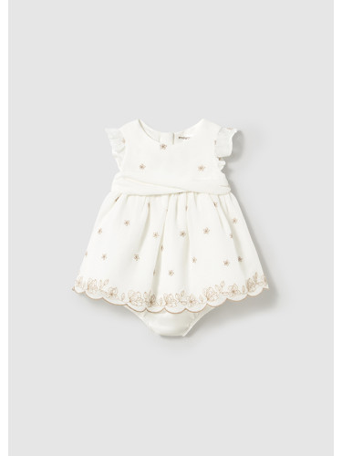 Бебешка официална рокля с бродерия в цвят ванилия Mayoral