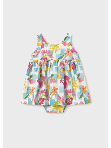 Бебешка рокля с цветна щампа в цвят мента Mayoral