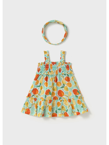 Бебешка рокля с лента за глава в оранжево Mayoral