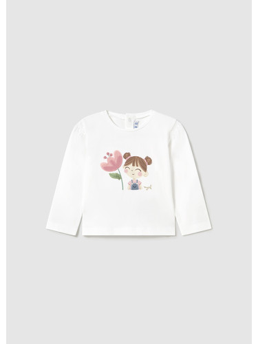 Бебешка бяла блуза с щампа в розово Mayoral