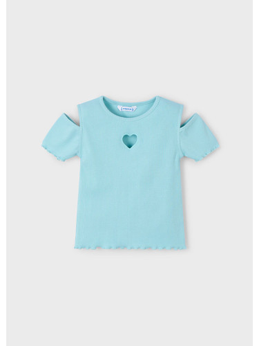 Детска рипсена блуза в син цвят с ефектни ръкави Mayoral