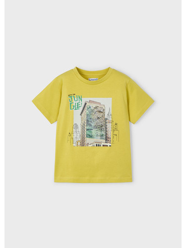 Детска тениска в жълт цвят с къс ръкав и щампа Mayoral