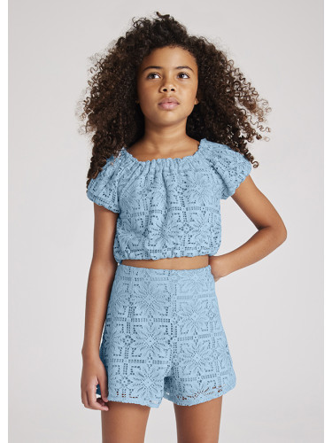 Детски къс дантелен панталон в син цвят Mayoral