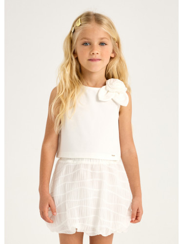 Елегантен сет от пола и потник за момиче в цвят ванилия  Mayoral