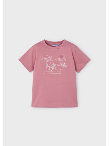 Детска тениска с бродерия в цвят корал Mayoral
