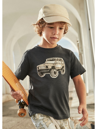 Детска тениска с щампа в тъмносив цвят Mayoral