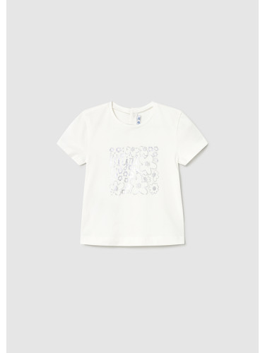 Бебешка блуза със сребърен надпис в цвят екрю Mayoral