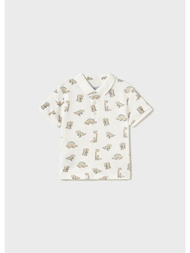 Детска блуза с яка и щампи за момче в бял цвят Mayoral