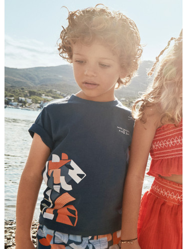 Детска тениска в тъмносин цвят с щампа Mayoral