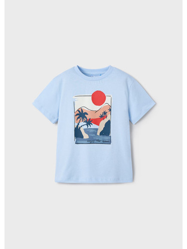 Детска тениска в светлосин цвят с щампа Mayoral