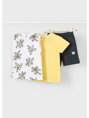 Детски комплект от три части с щампа палми в жълт цвят Mayoral